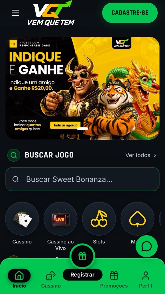 Tela inicial do app